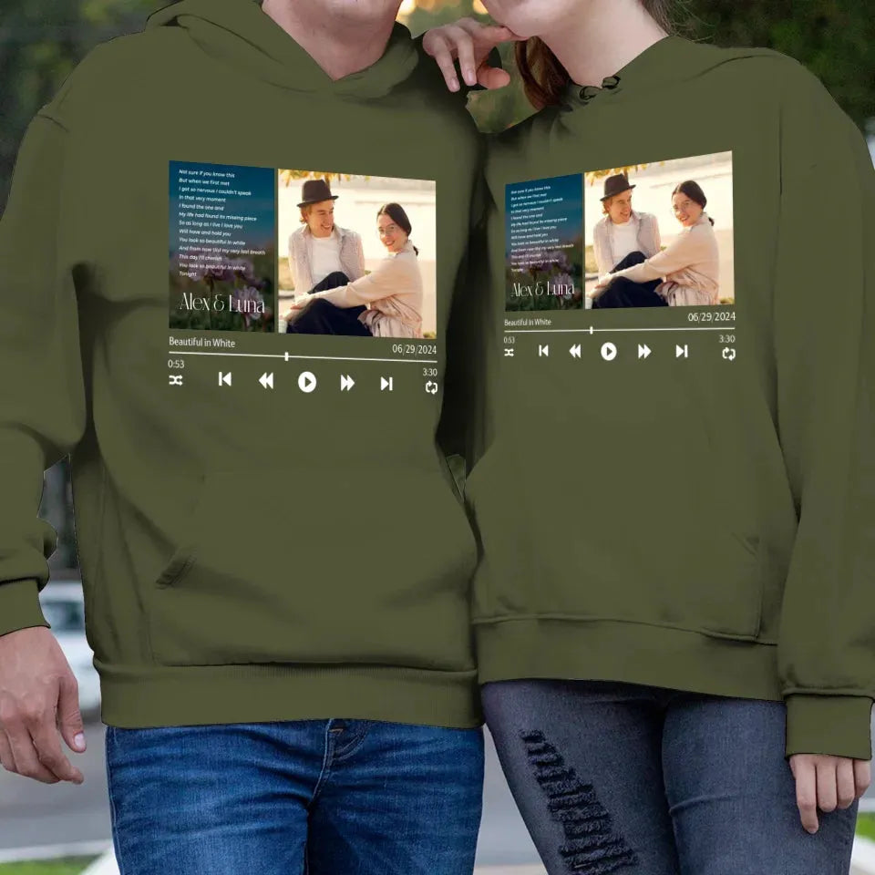 Beautiful In White Valentine Couple - Personalized Gifts For Couple - Unisex Hoodie