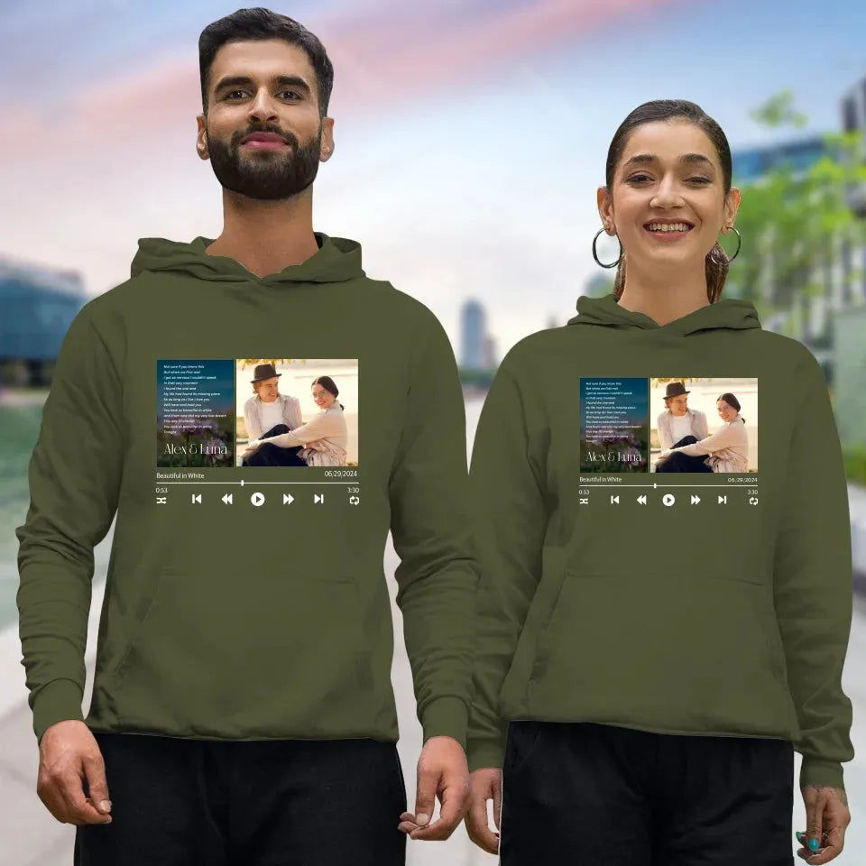 Beautiful In White Valentine Couple - Personalized Gifts For Couple - Unisex Hoodie