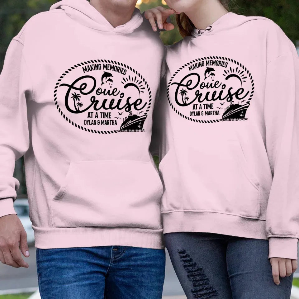 Make Memories One Cruise At A Time, Oval Shape - Personalized Gifts For Couple - Unisex Hoodie