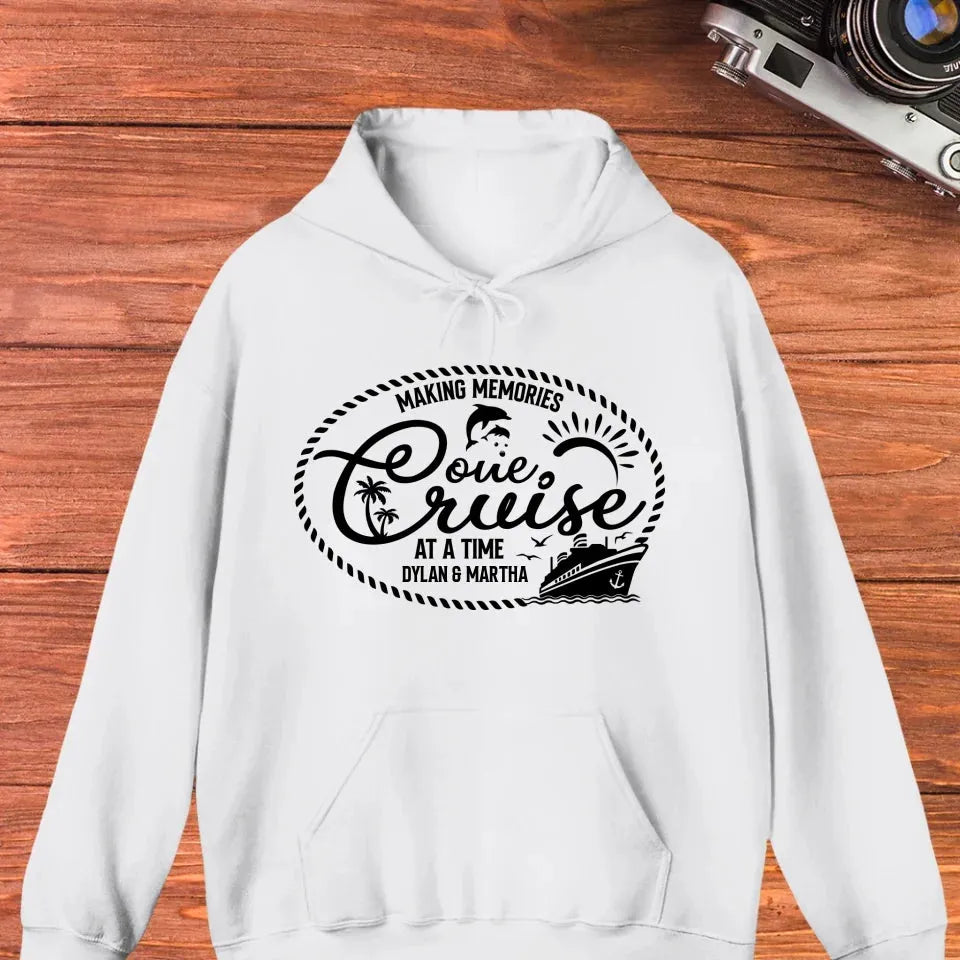 Make Memories One Cruise At A Time, Oval Shape - Personalized Gifts For Couple - Unisex Hoodie