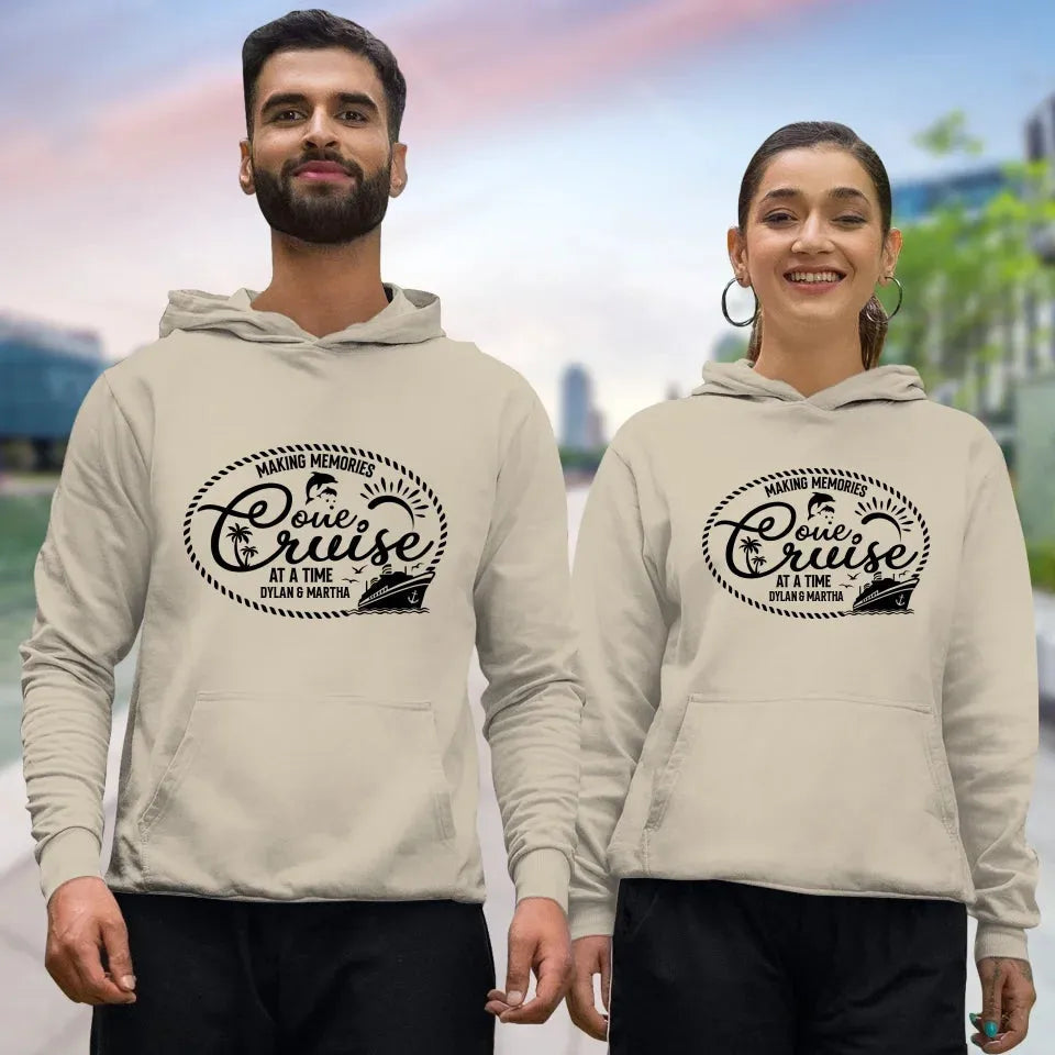 Make Memories One Cruise At A Time, Oval Shape - Personalized Gifts For Couple - Unisex Hoodie