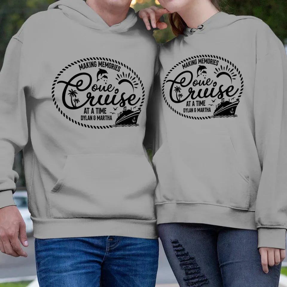 Make Memories One Cruise At A Time, Oval Shape - Personalized Gifts For Couple - Unisex Hoodie