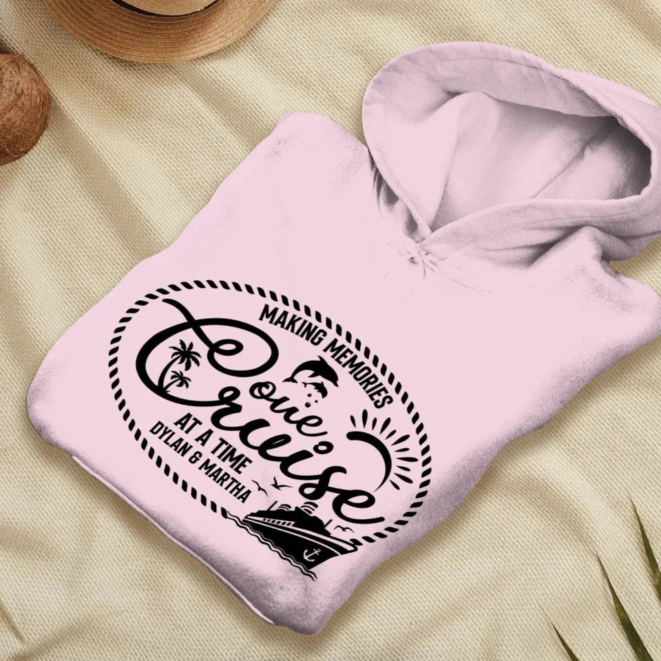 Make Memories One Cruise At A Time, Oval Shape - Personalized Gifts For Couple - Unisex Hoodie