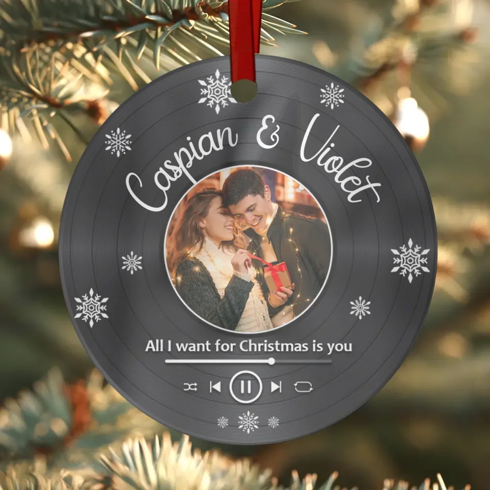 All I Want For Christmas - Custom Photo - Personalized Gifts For Couples - Ceramic Ornament