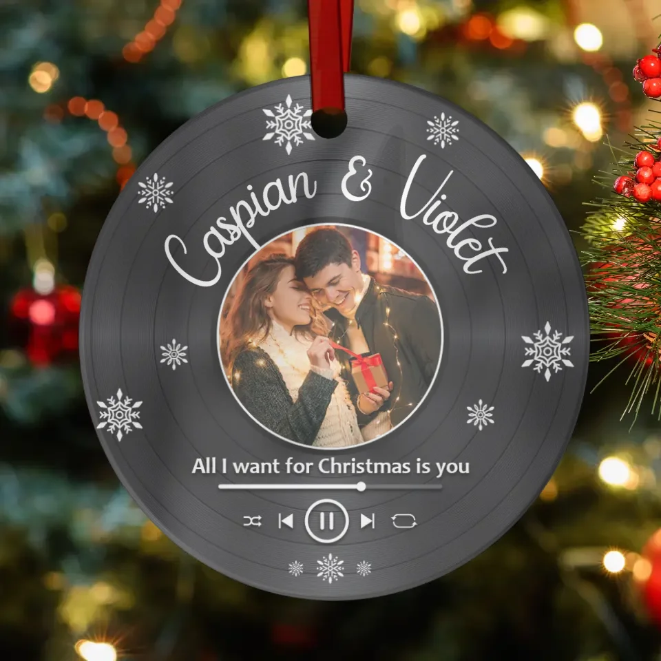 All I Want For Christmas - Custom Photo - Personalized Gifts For Couples - Ceramic Ornament