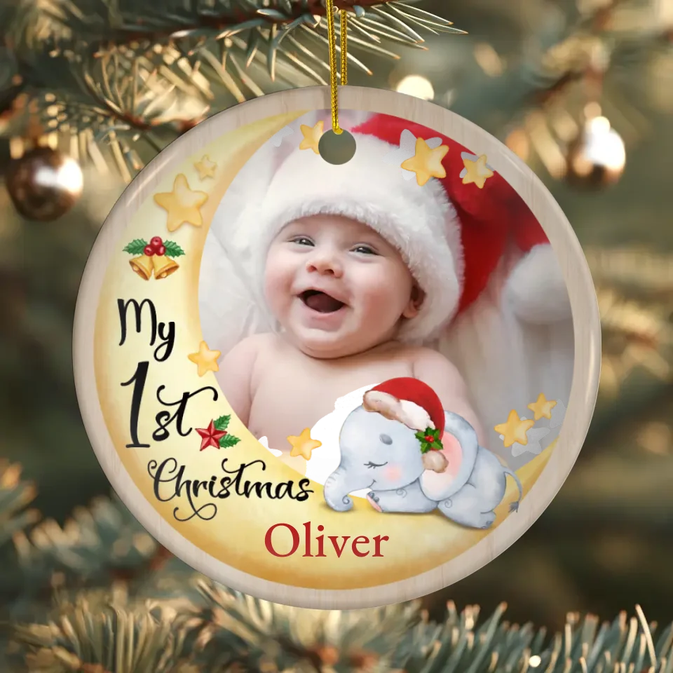 My First Christmas - Custom Photo - Personalized Gifts For Baby - Ceramic Ornament