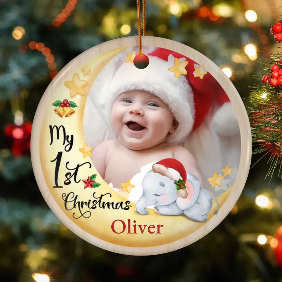 My First Christmas - Custom Photo - Personalized Gifts For Baby - Ceramic Ornament