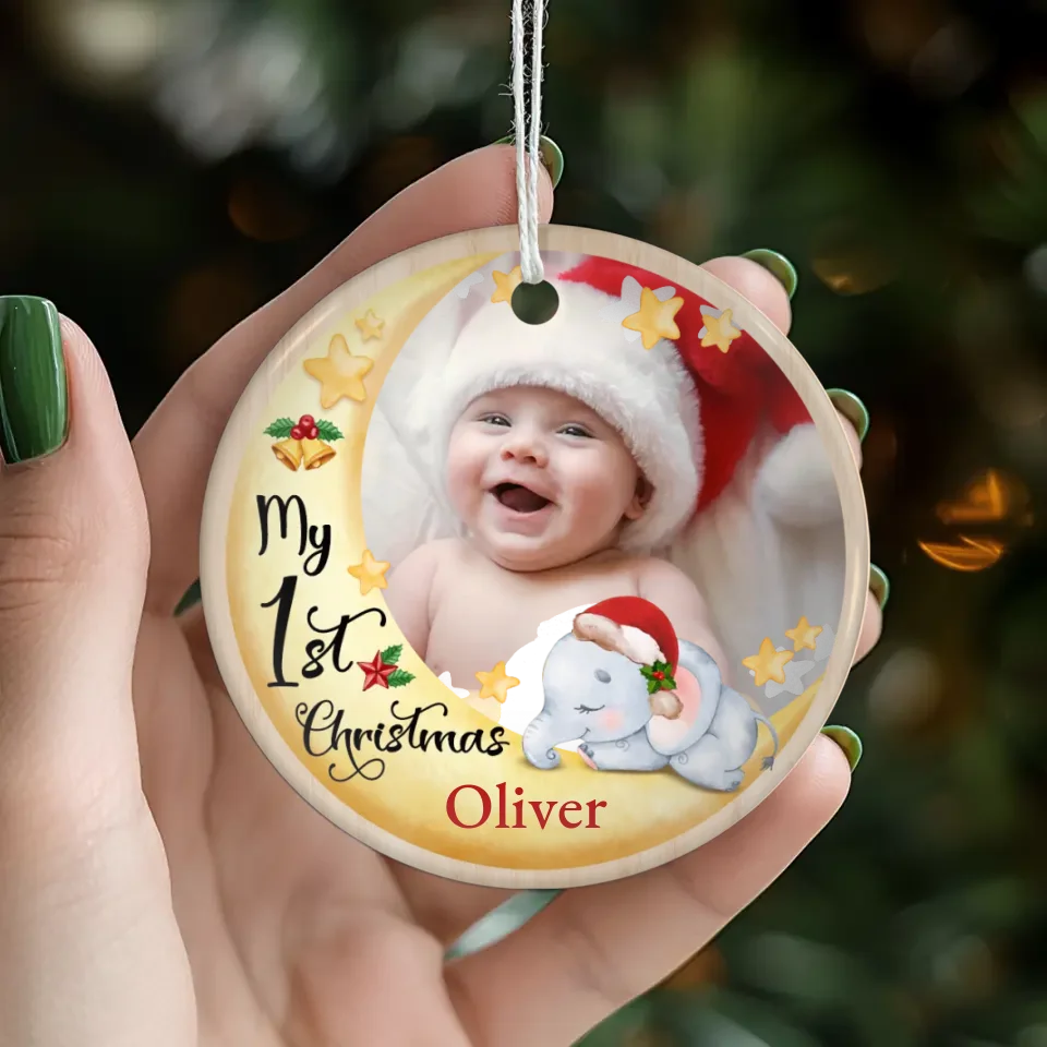 My First Christmas - Custom Photo - Personalized Gifts For Baby - Ceramic Ornament