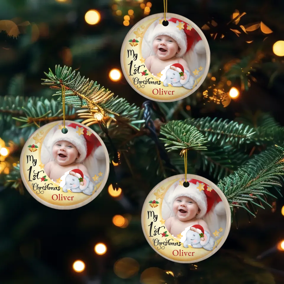 My First Christmas - Custom Photo - Personalized Gifts For Baby - Ceramic Ornament