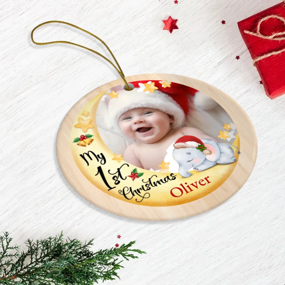 My First Christmas - Custom Photo - Personalized Gifts For Baby - Ceramic Ornament