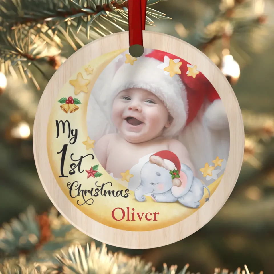 My First Christmas - Custom Photo - Personalized Gifts For Baby - Ceramic Ornament