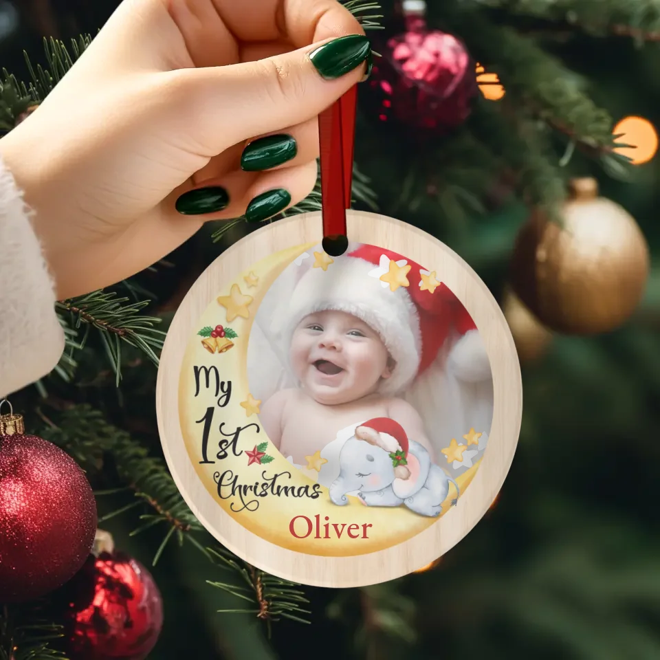 My First Christmas - Custom Photo - Personalized Gifts For Baby - Ceramic Ornament