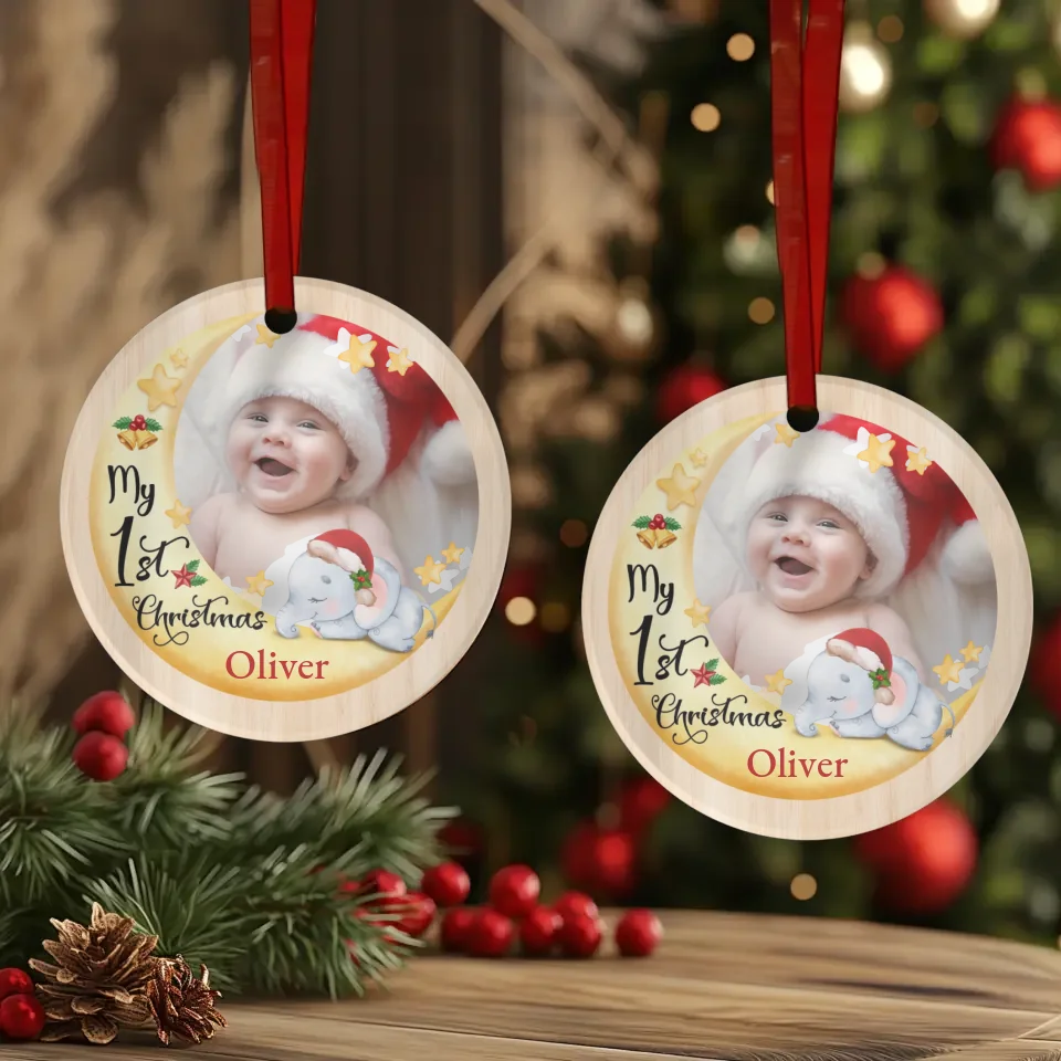 My First Christmas - Custom Photo - Personalized Gifts For Baby - Ceramic Ornament