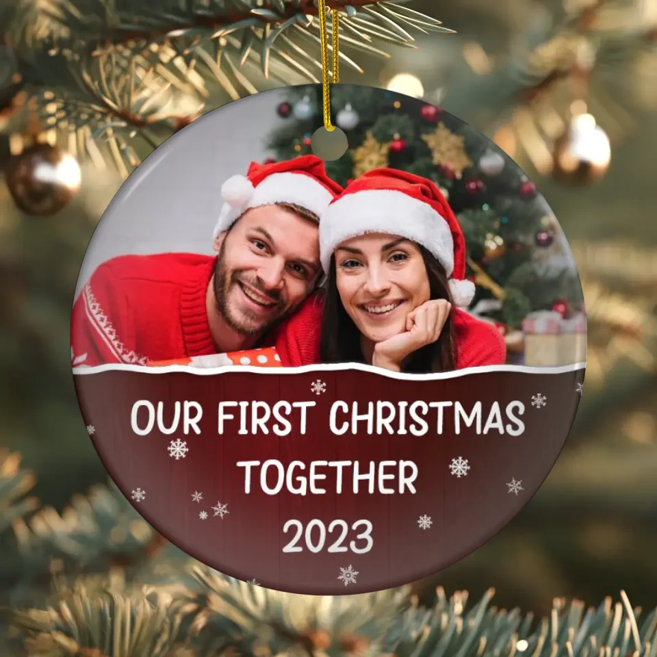 My First Christmas Together - Custom Photo - Personalized Gifts For Couple -  Metal Ornament