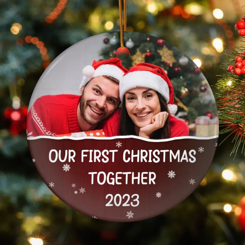 My First Christmas Together - Custom Photo - Personalized Gifts For Couple -  Metal Ornament