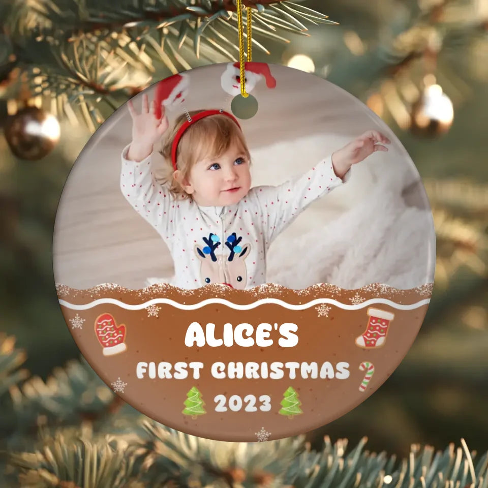 Baby First Christmas 2023 - Custom Photo - Personalized Gifts For Baby - Glass Ornament