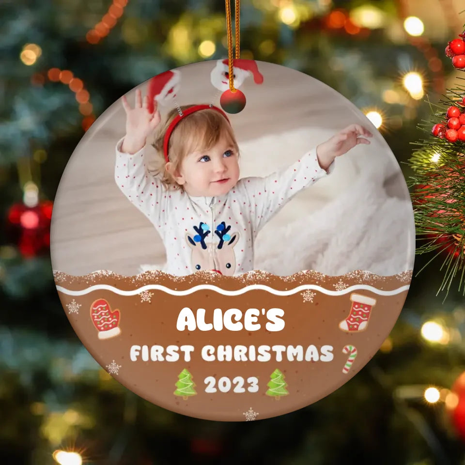 Baby First Christmas 2023 - Custom Photo - Personalized Gifts For Baby - Glass Ornament