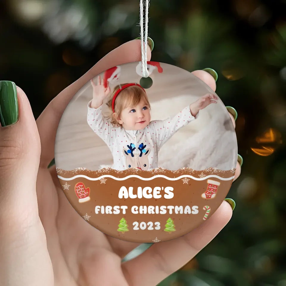 Baby First Christmas 2023 - Custom Photo - Personalized Gifts For Baby - Glass Ornament