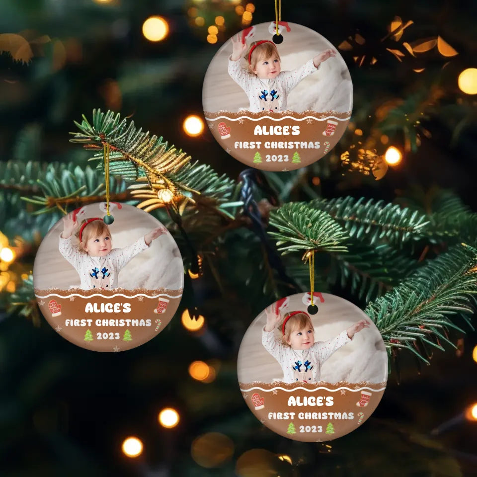 Baby First Christmas 2023 - Custom Photo - Personalized Gifts For Baby - Glass Ornament