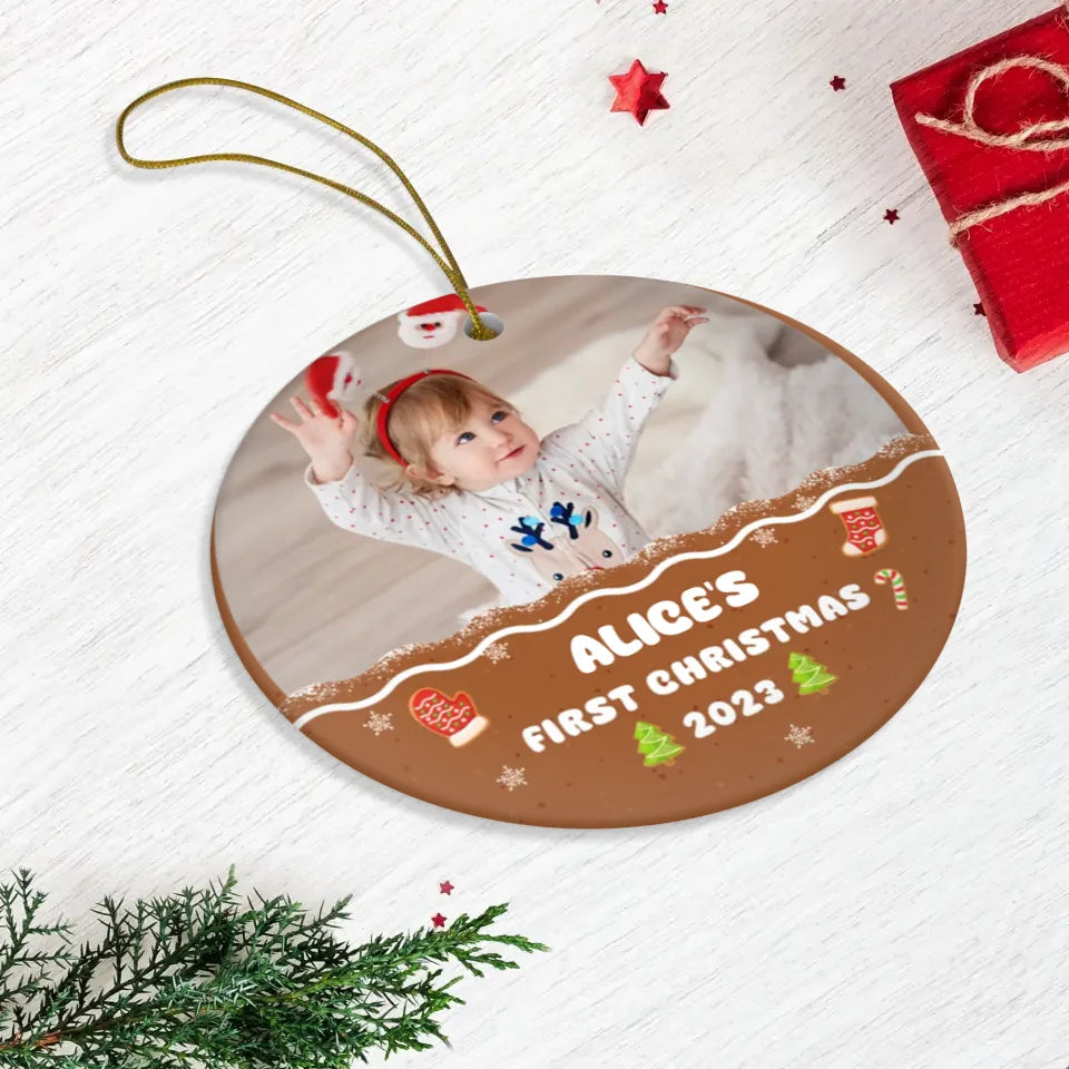 Baby First Christmas 2023 - Custom Photo - Personalized Gifts For Baby - Glass Ornament