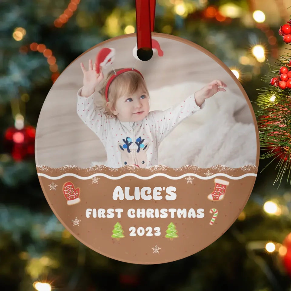 Baby First Christmas 2023 - Custom Photo - Personalized Gifts For Baby - Glass Ornament