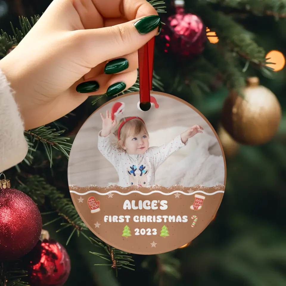 Baby First Christmas 2023 - Custom Photo - Personalized Gifts For Baby - Glass Ornament