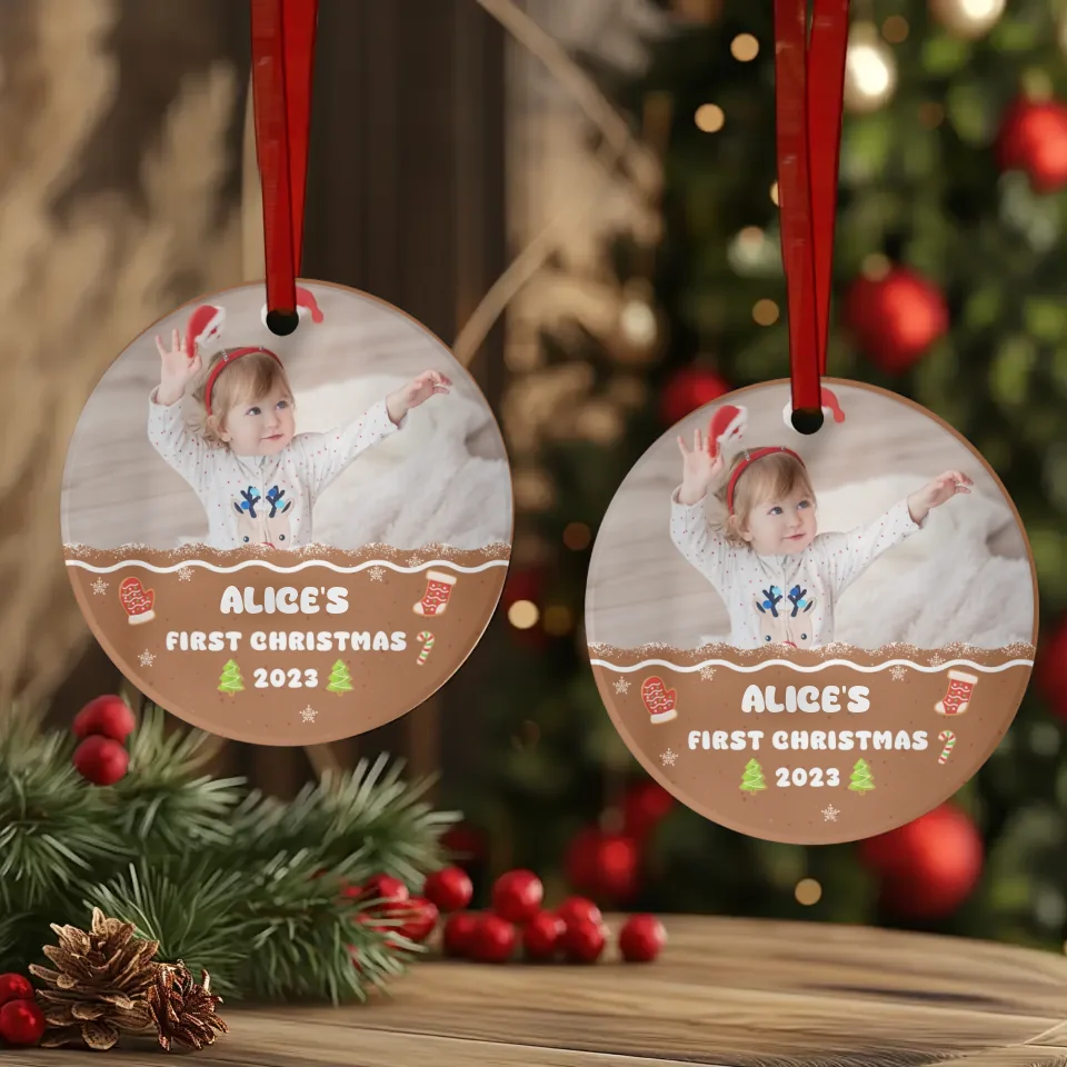 Baby First Christmas 2023 - Custom Photo - Personalized Gifts For Baby - Glass Ornament