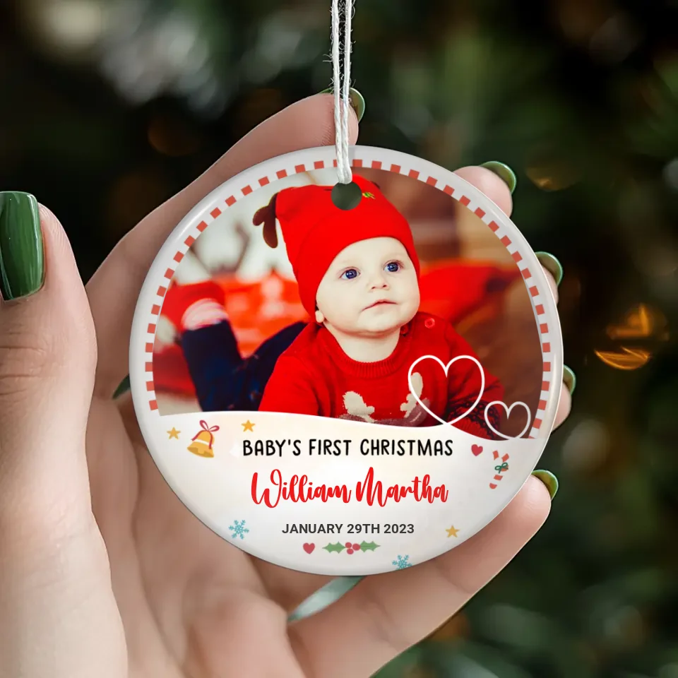 Baby's First Christmas - Custom Photo - Personalized Gifts For Baby - Ornament