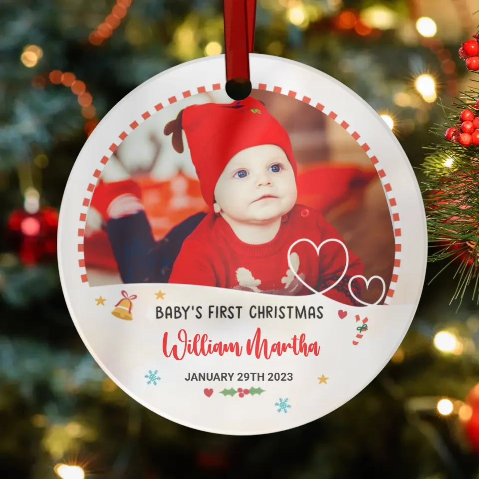 Baby's First Christmas - Custom Photo - Personalized Gifts For Baby - Ornament