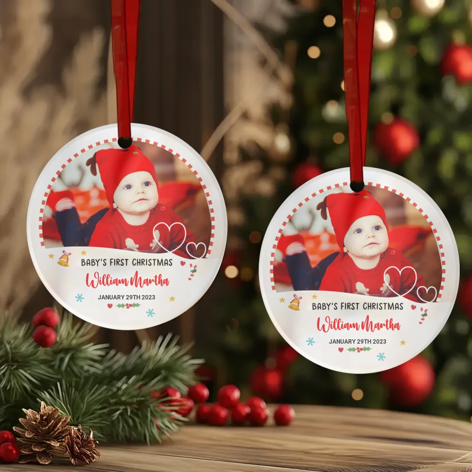 Baby's First Christmas - Custom Photo - Personalized Gifts For Baby - Ornament