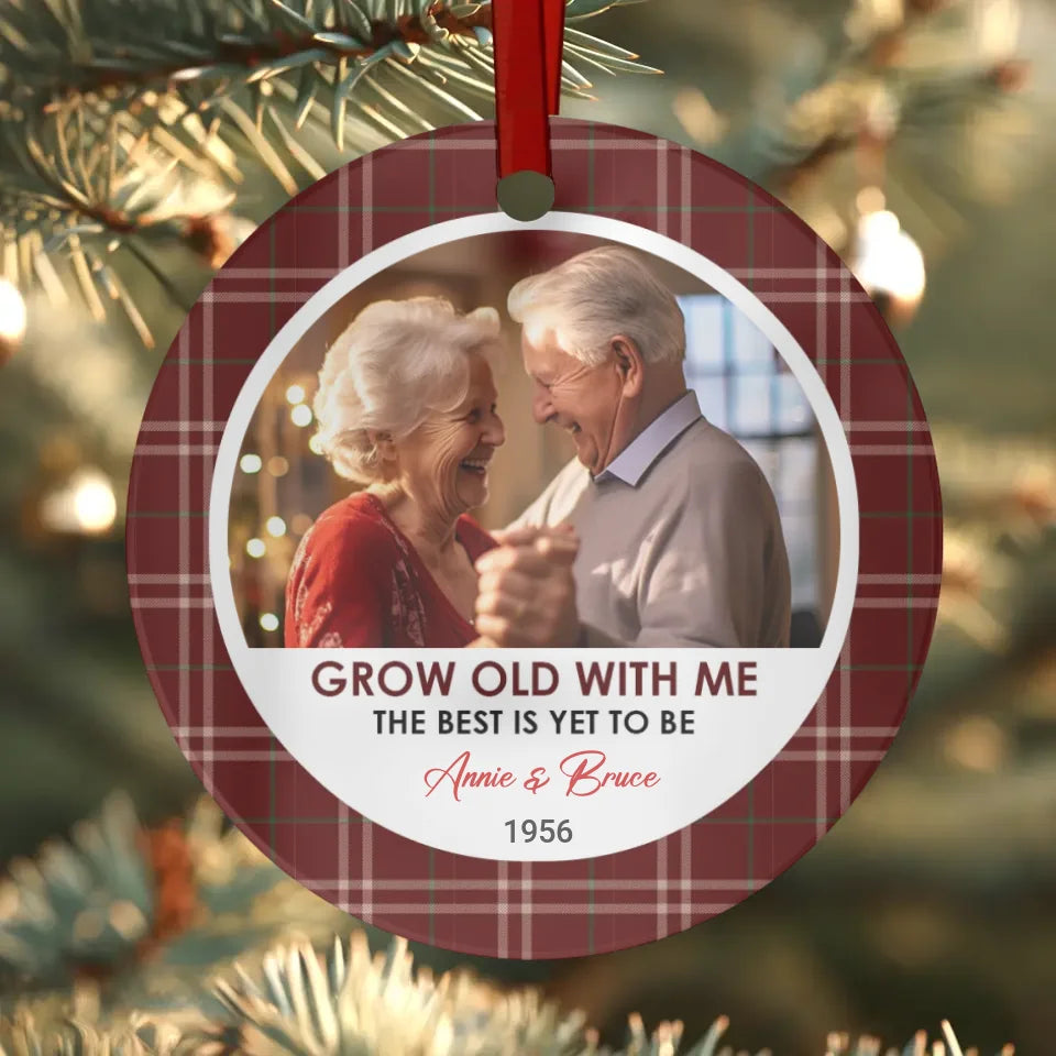 Grow Old With Me - Custom Photo - Personalized Gift For Couples - Ceramic Ornament