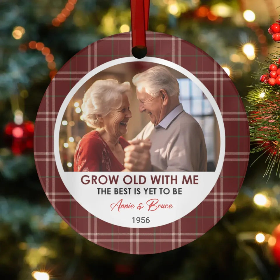 Grow Old With Me - Custom Photo - Personalized Gift For Couples - Ceramic Ornament