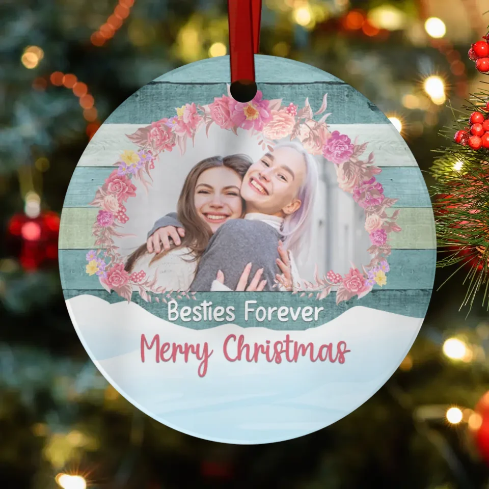 Bestie Forever - Custom Photo - Personalized Gifts For Bestie - Ceramic Ornament