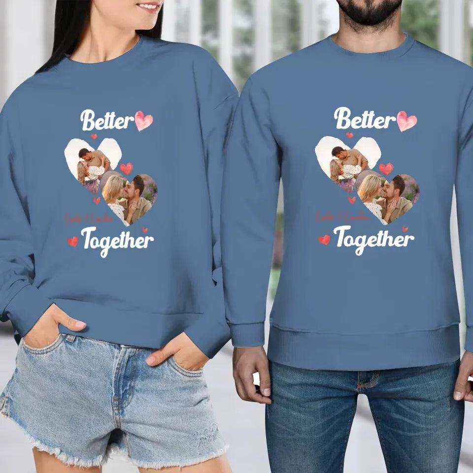 Better Together Valentine With Hearts Decor - Personalized Gifts For Couples - Unisex Sweater