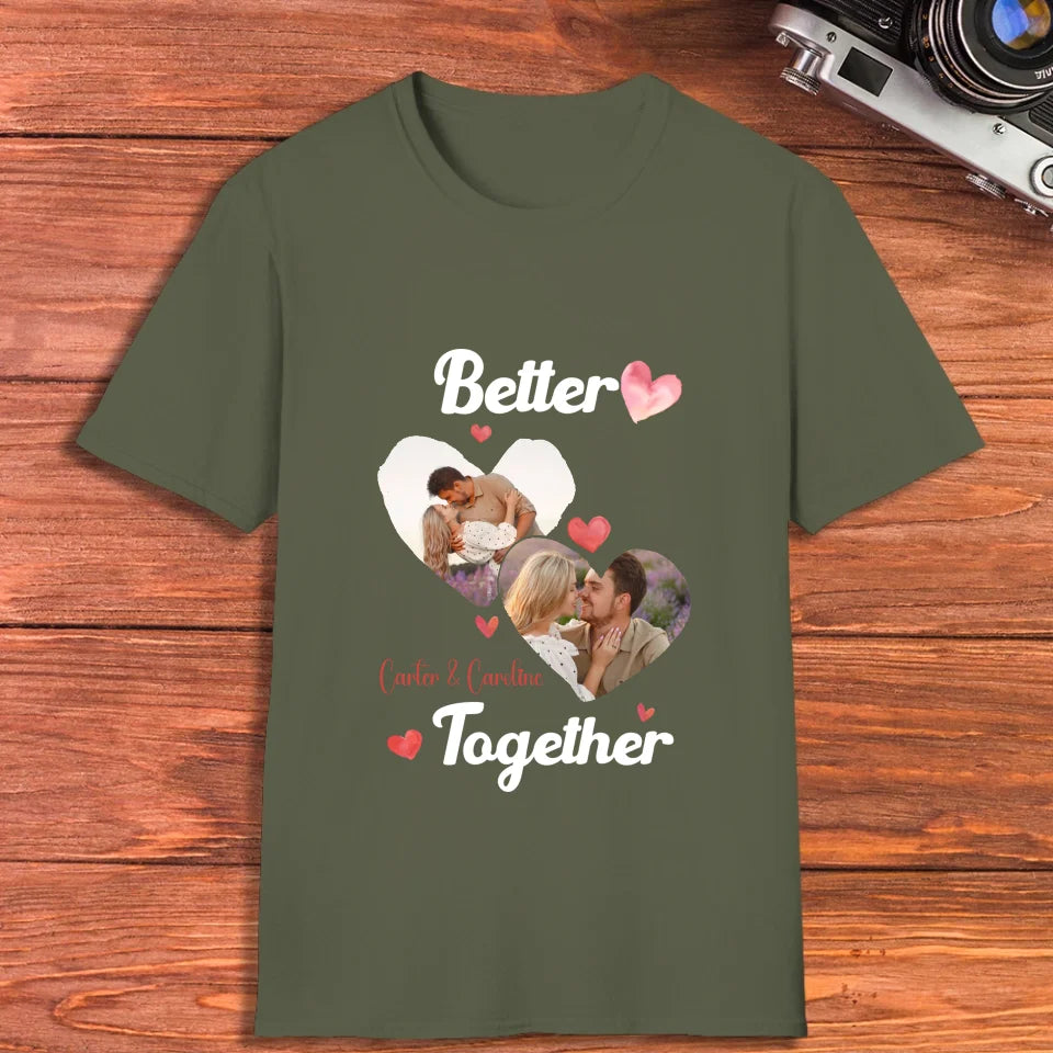 Better Together Valentine With Hearts Decor - Personalized Gifts For Couples - Unisex T-Shirt