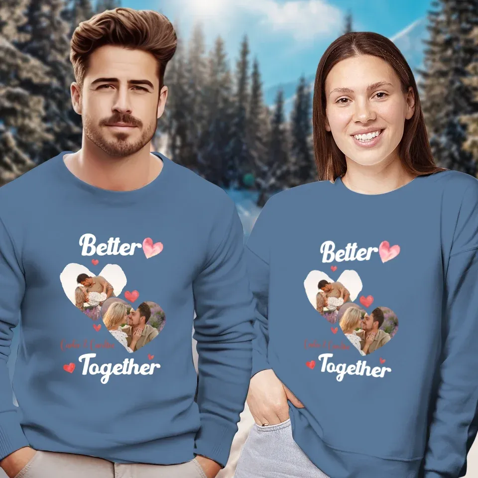 Better Together Valentine With Hearts Decor - Personalized Gifts For Couples - Unisex Sweater