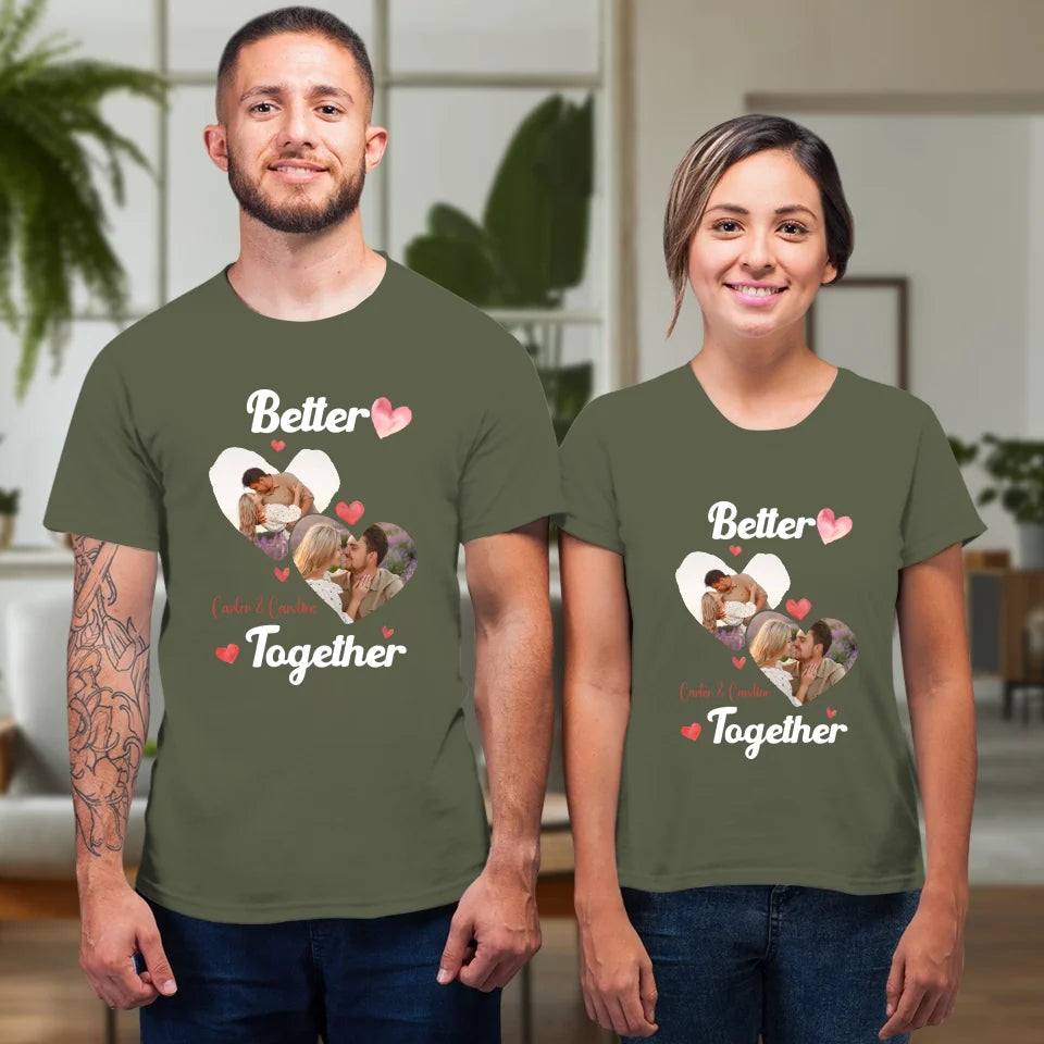 Better Together Valentine With Hearts Decor - Personalized Gifts For Couples - Unisex T-Shirt