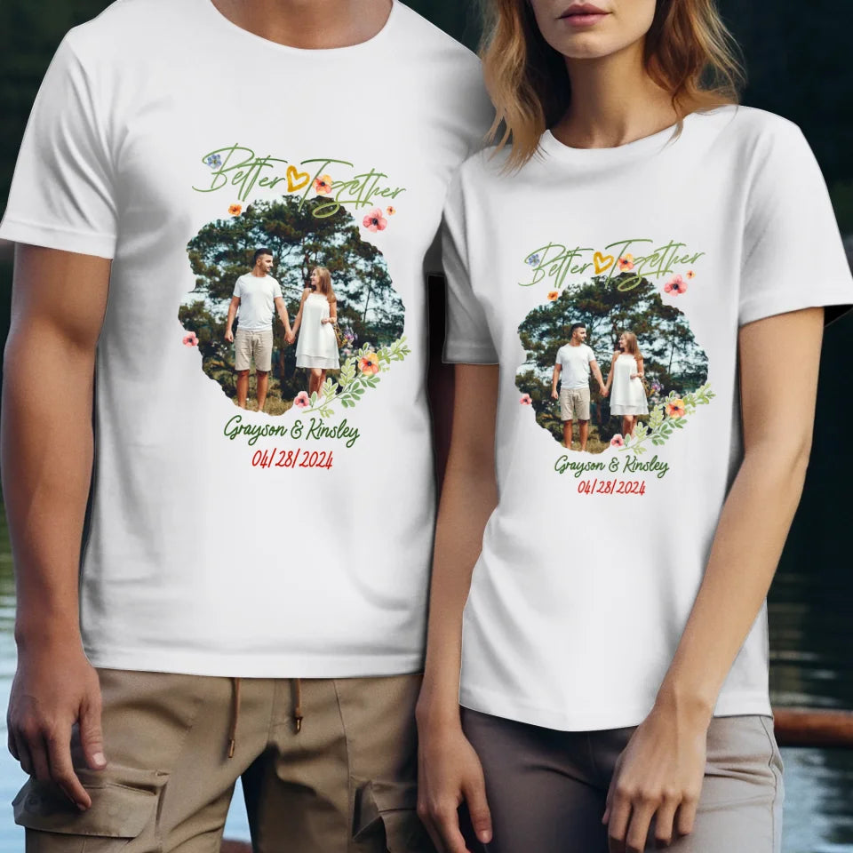 Better Together Valentine With Heart Decor - Personalized Gifts For Couples - Unisex T-Shirt