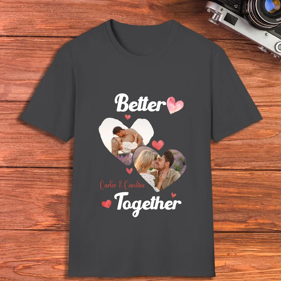 Better Together Valentine With Hearts Decor - Personalized Gifts For Couples - Unisex T-Shirt