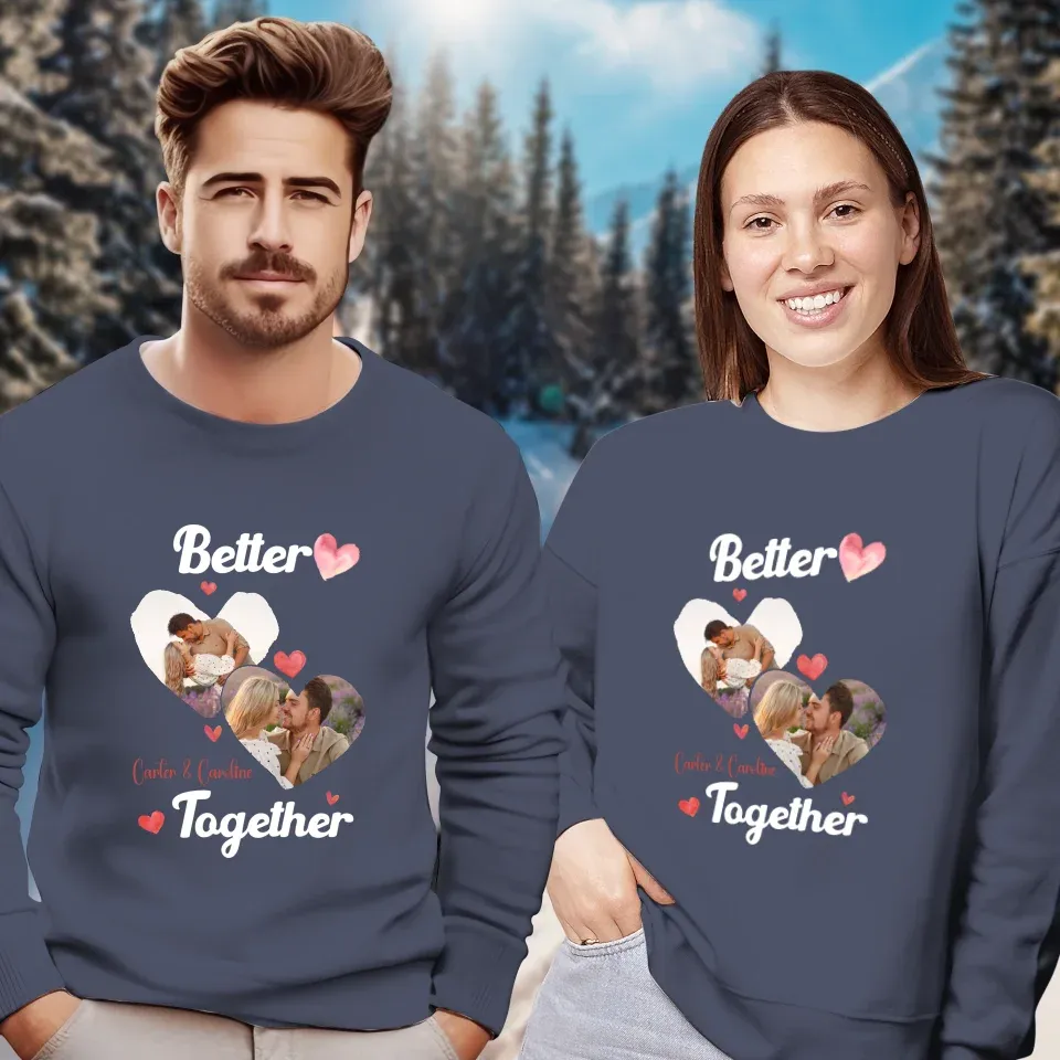 Better Together Valentine With Hearts Decor - Personalized Gifts For Couples - Unisex Sweater