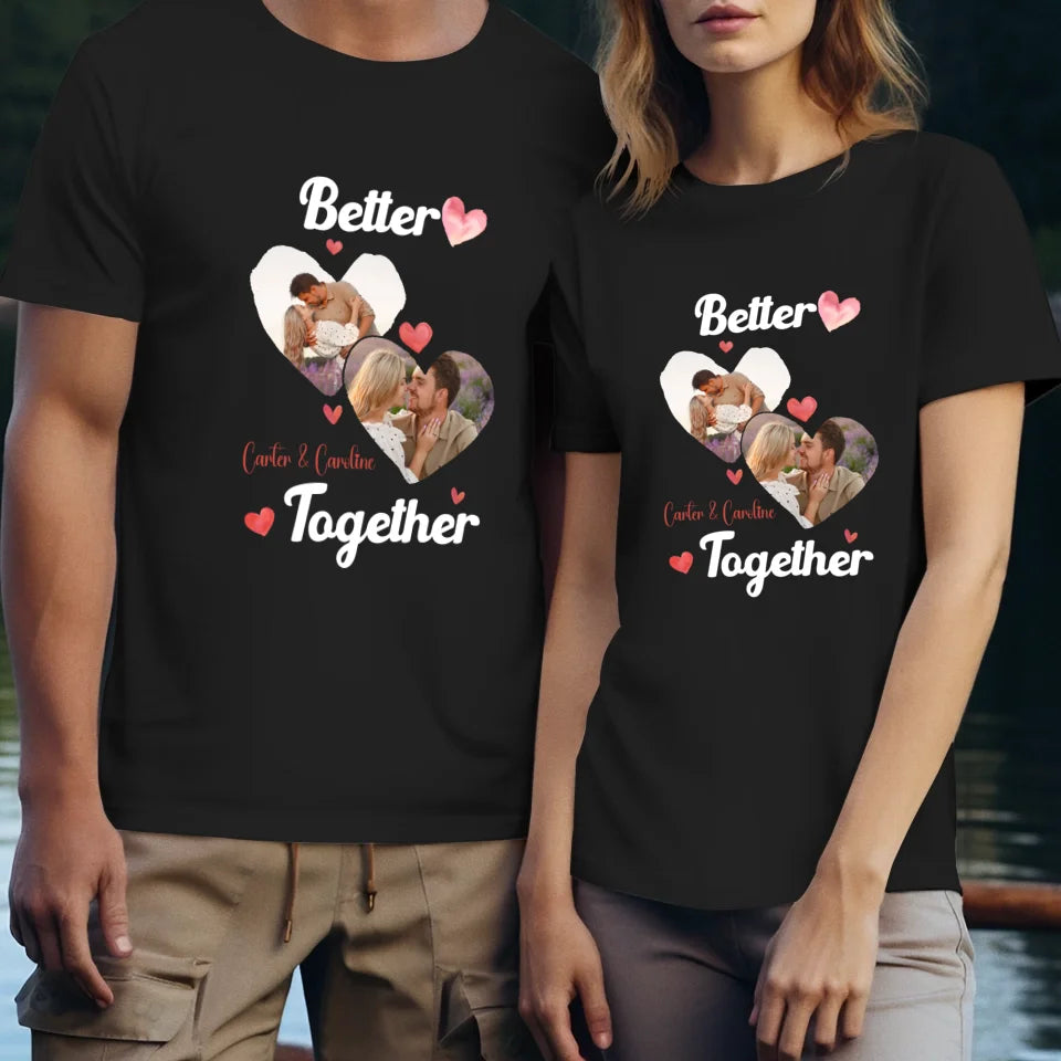 Better Together Valentine With Hearts Decor - Personalized Gifts For Couples - Unisex T-Shirt