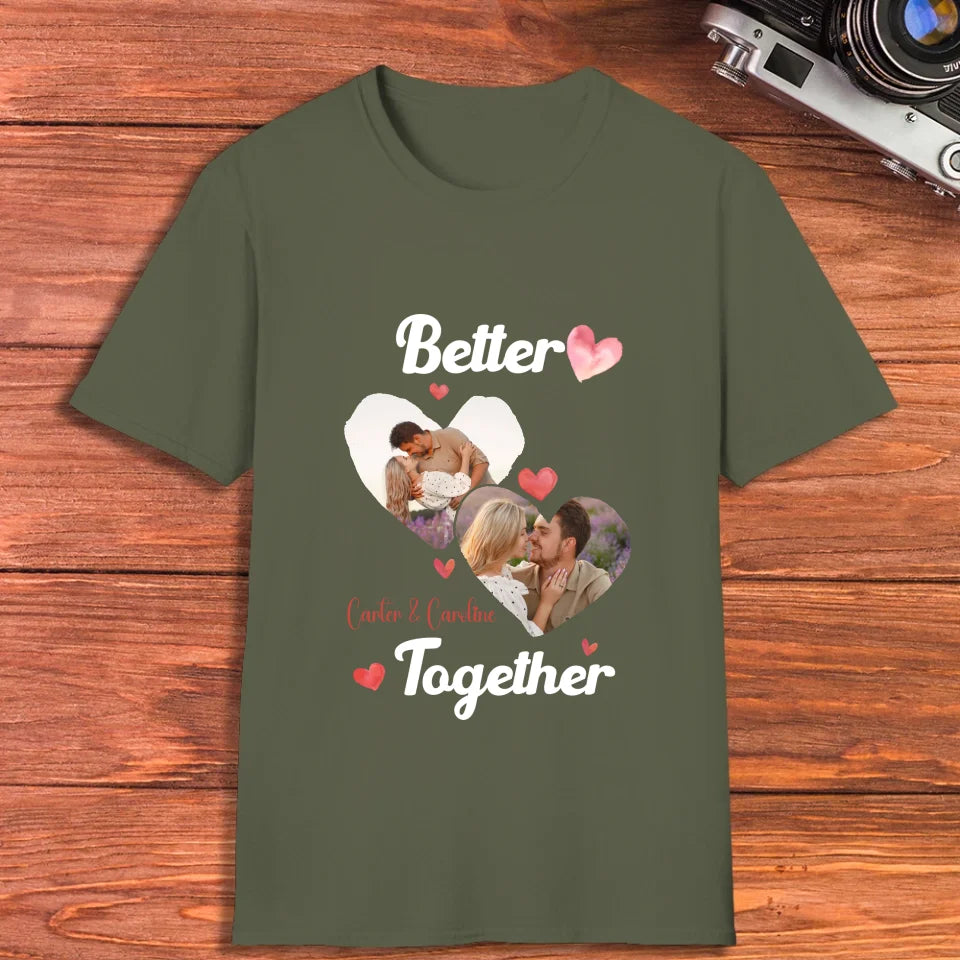 Better Together Valentine With Hearts Decor - Personalized Gifts For Couples - Unisex T-Shirt