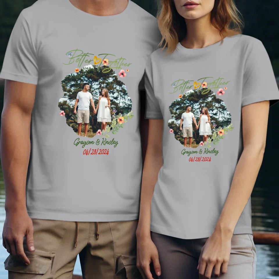 Better Together Valentine With Heart Decor - Personalized Gifts For Couples - Unisex T-Shirt