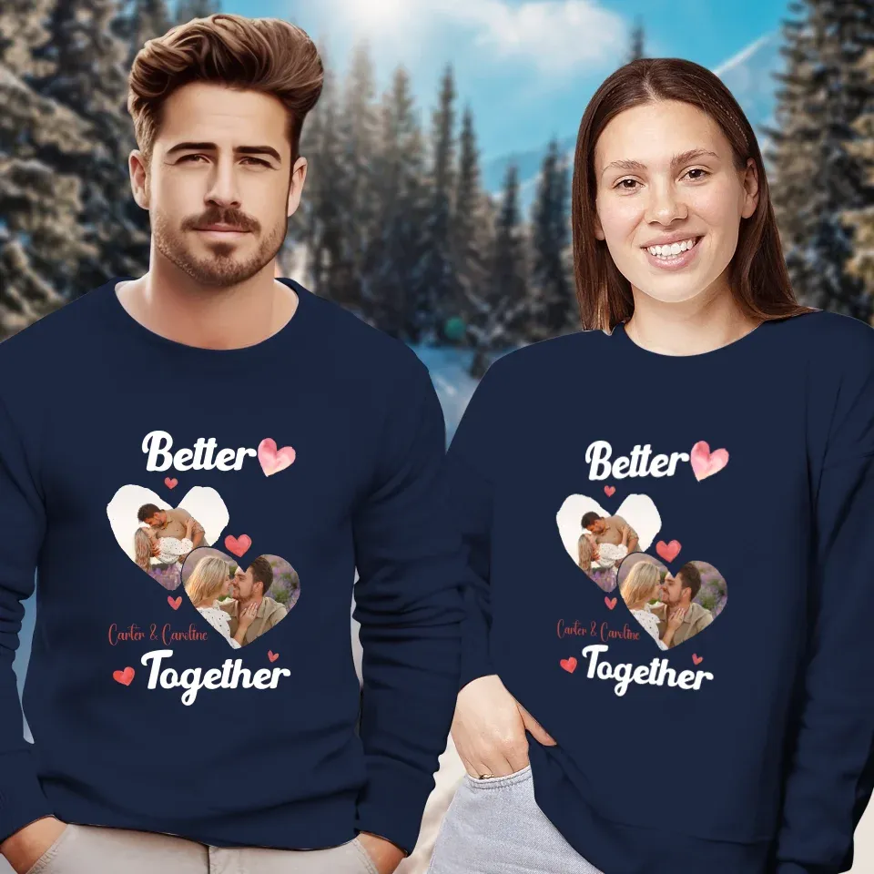 Better Together Valentine With Hearts Decor - Personalized Gifts For Couples - Unisex Sweater