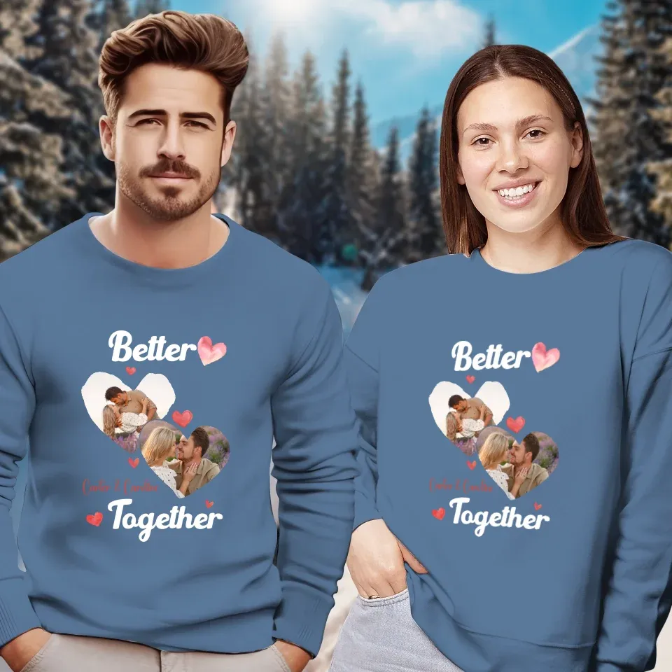 Better Together Valentine With Hearts Decor - Personalized Gifts For Couples - Unisex Sweater