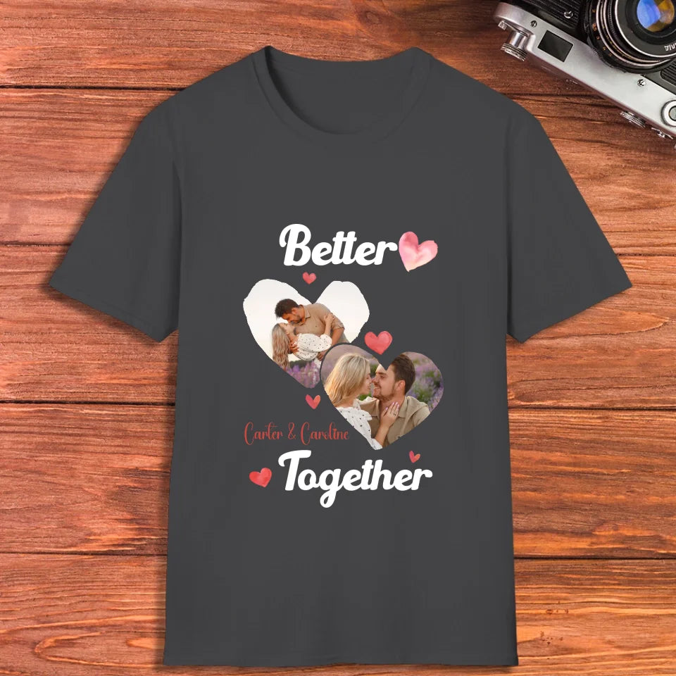 Better Together Valentine With Hearts Decor - Personalized Gifts For Couples - Unisex T-Shirt