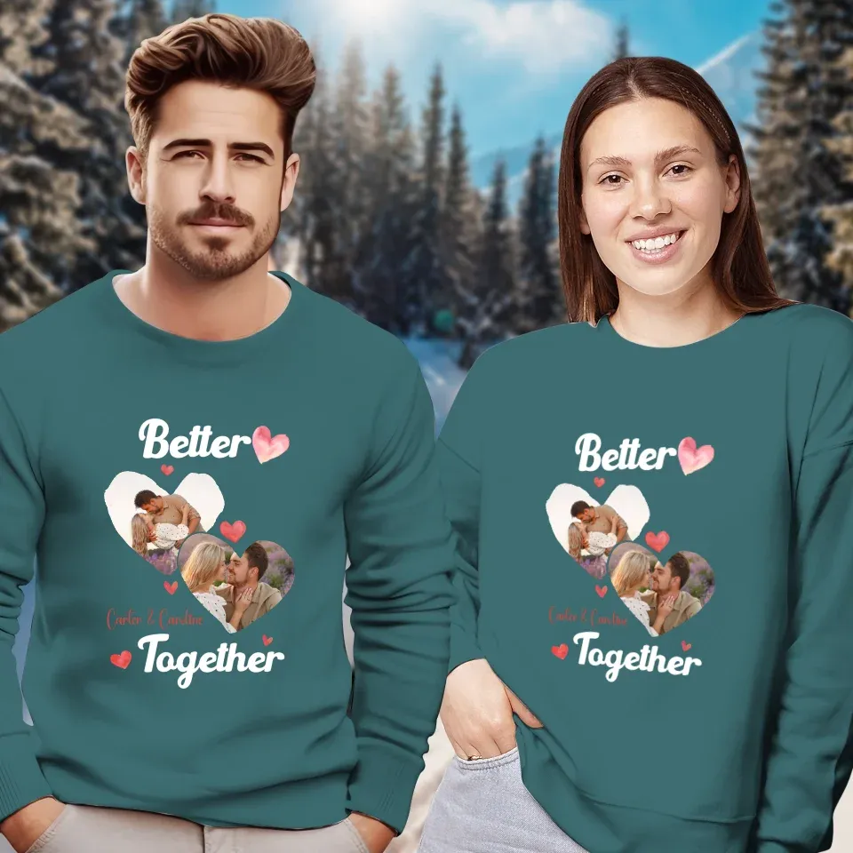 Better Together Valentine With Hearts Decor - Personalized Gifts For Couples - Unisex Sweater