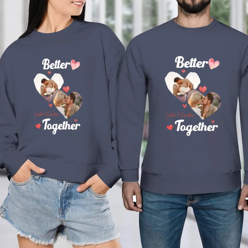 Better Together Valentine With Hearts Decor - Personalized Gifts For Couples - Unisex Sweater