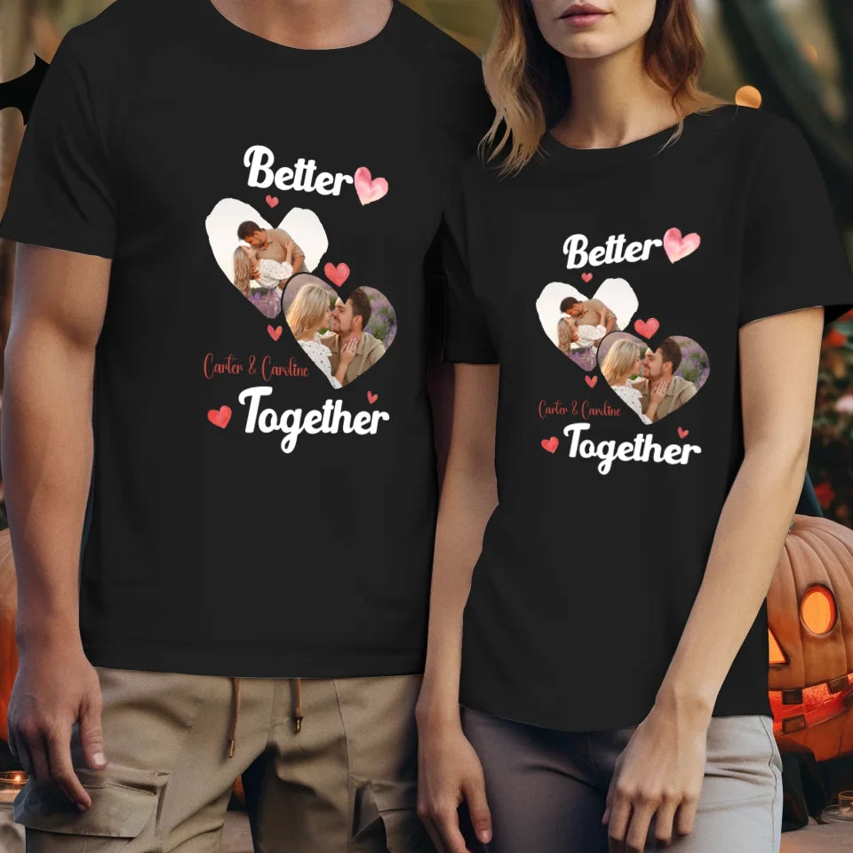 Better Together Valentine With Hearts Decor - Personalized Gifts For Couples - Unisex T-Shirt