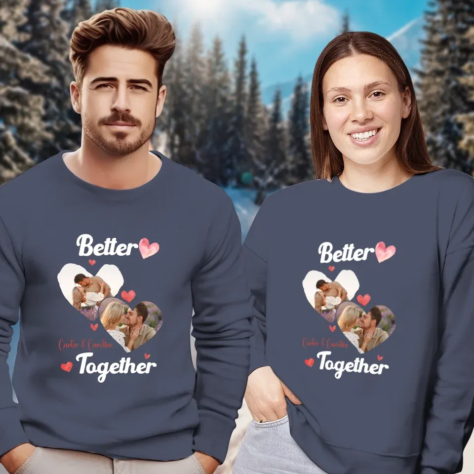 Better Together Valentine With Hearts Decor - Personalized Gifts For Couples - Unisex Sweater